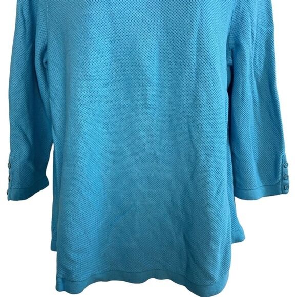 TALBOTS Blue Pullover Cotton Blend Long Sleeve Sweater Medium Weight sz XL - Picture 4 of 16